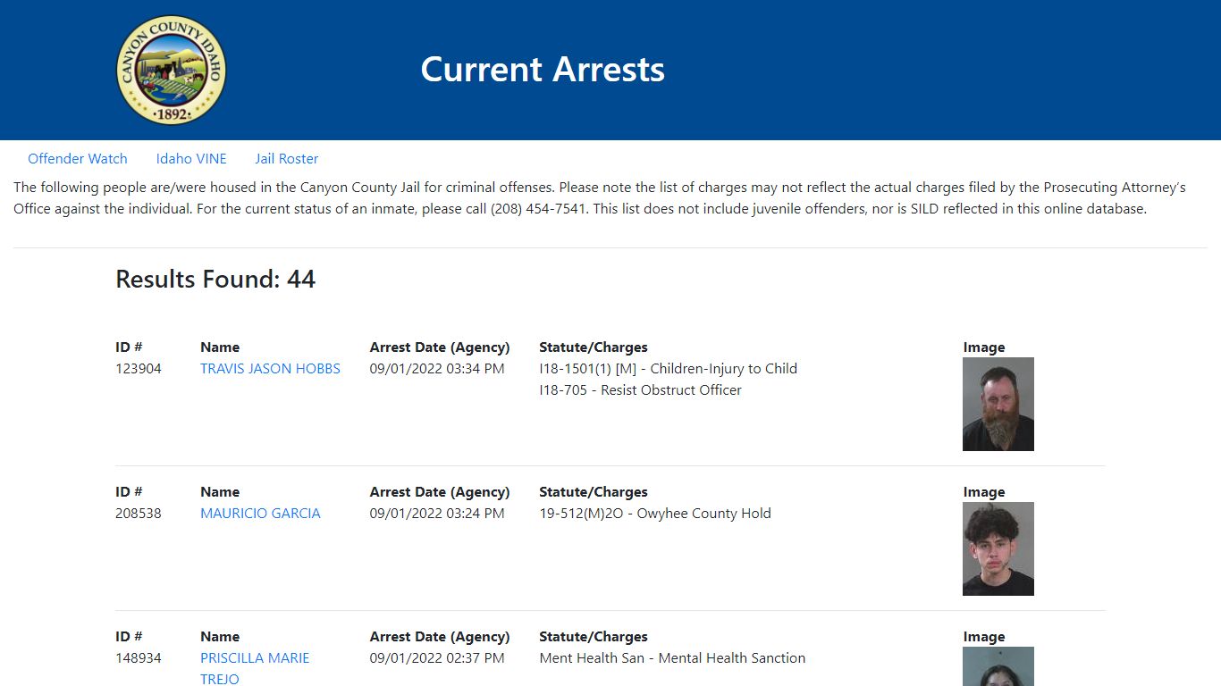 Current Arrests